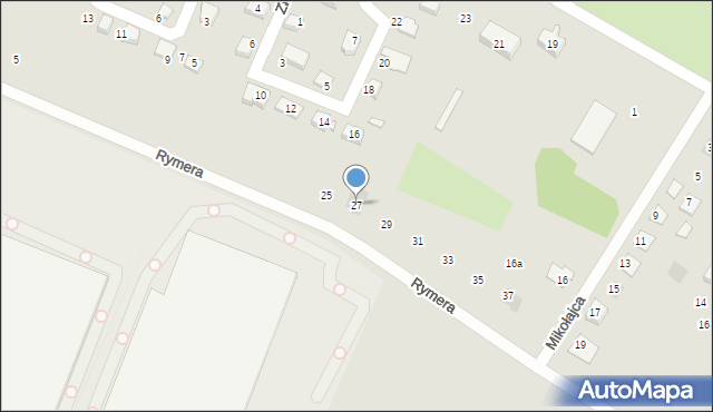 Żory, Rymera Józefa, 27, mapa Żor