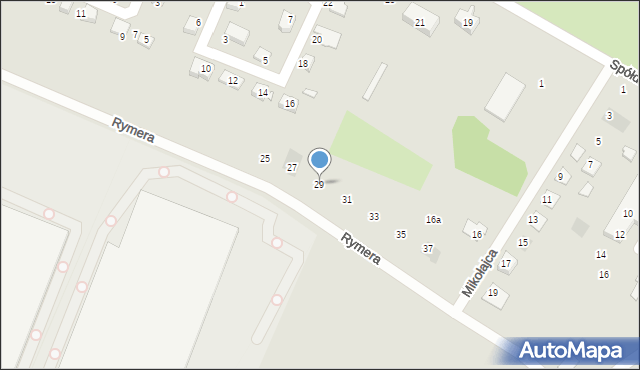 Żory, Rymera Józefa, 29, mapa Żor