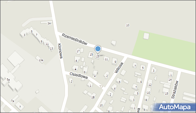 Baborów, Rzemieślników, 13, mapa Baborów