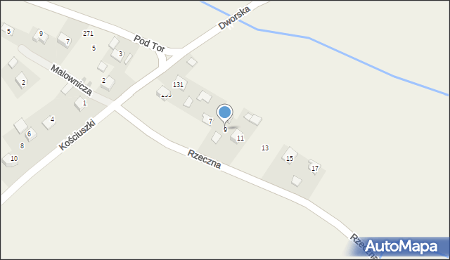 Baranówka, Rzeczna, 9, mapa Baranówka