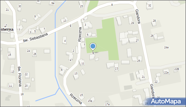 Bestwinka, Rzeczna, 9, mapa Bestwinka