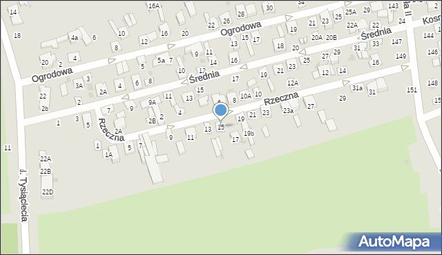 Biała Podlaska, Rzeczna, 15, mapa Białej Podlaskiej