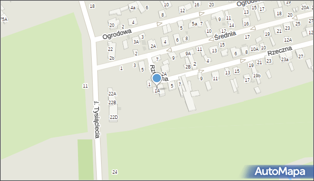 Biała Podlaska, Rzeczna, 1A, mapa Białej Podlaskiej