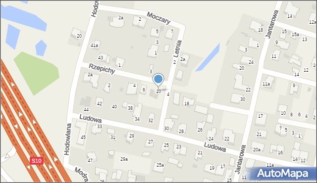 Białe Błota, Rzepichy, 10, mapa Białe Błota