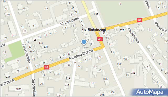 Białobrzegi, Rzemieślnicza, 2, mapa Białobrzegi