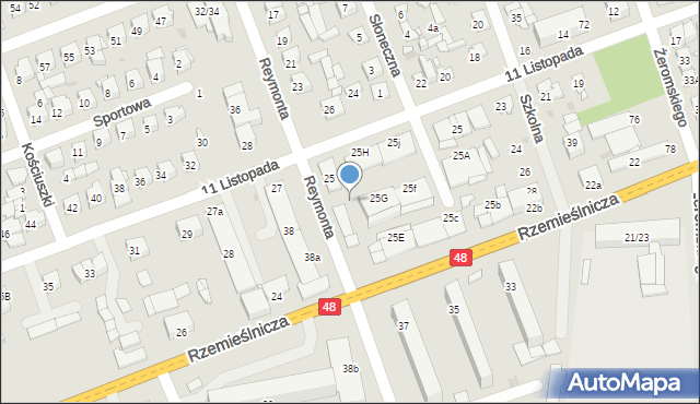 Białobrzegi, Rzemieślnicza, 38, mapa Białobrzegi