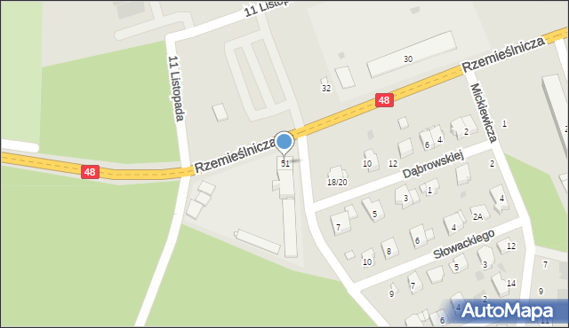 Białobrzegi, Rzemieślnicza, 51, mapa Białobrzegi