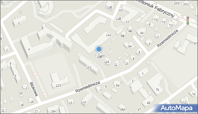Białystok, Rzemieślnicza, 12B, mapa Białegostoku