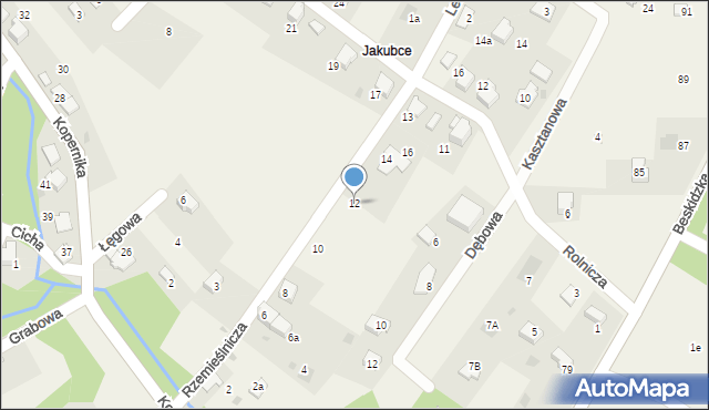 Bierna, Rzemieślnicza, 12, mapa Bierna