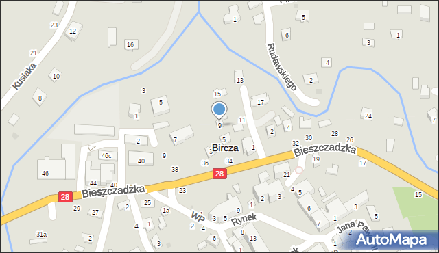 Bircza, Rzeczna, 9a, mapa Bircza