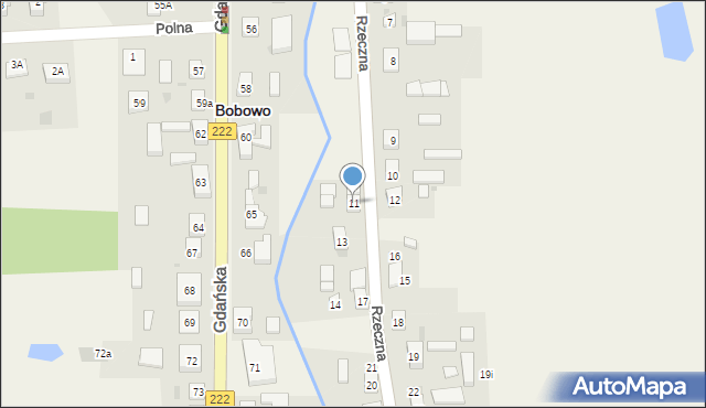 Bobowo, Rzeczna, 11, mapa Bobowo