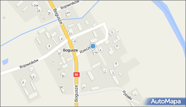 Bogusze, Rzeczna, 1, mapa Bogusze