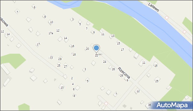 Borkowo, Rzeczna, 22, mapa Borkowo