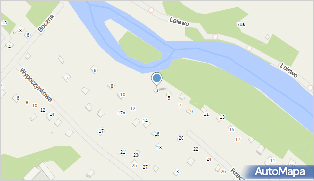 Borkowo, Rzeczna, 3, mapa Borkowo