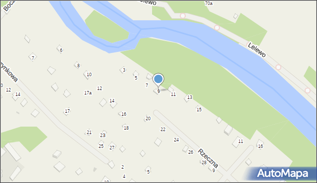 Borkowo, Rzeczna, 9, mapa Borkowo