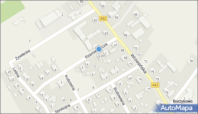 Borzykowo, Rzemieślnicza, 2, mapa Borzykowo