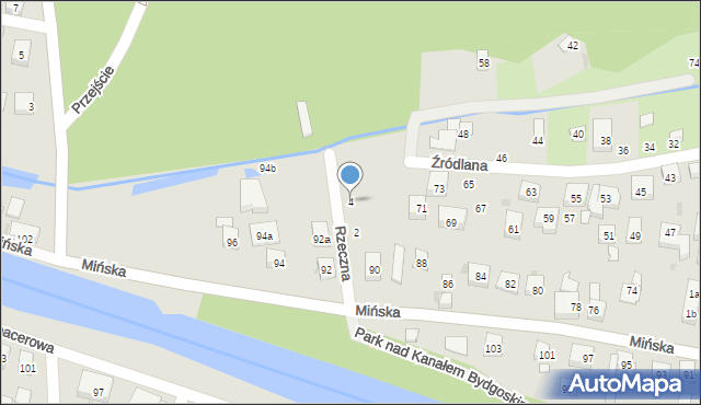 Bydgoszcz, Rzeczna, 4, mapa Bydgoszczy