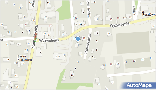 Bystra, Rzemieślnicza, 2, mapa Bystra