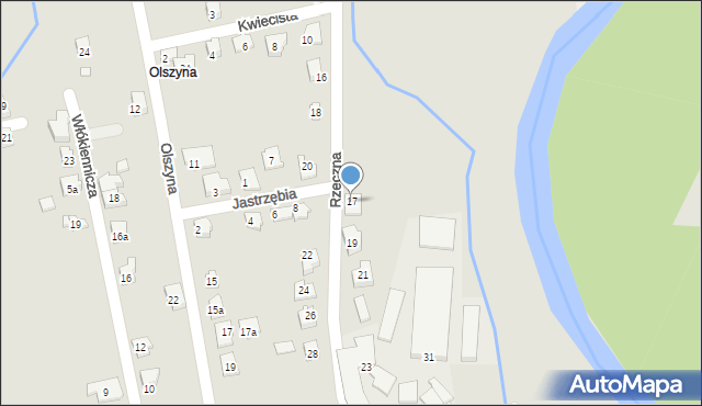 Czechowice-Dziedzice, Rzeczna, 17, mapa Czechowic-Dziedzic
