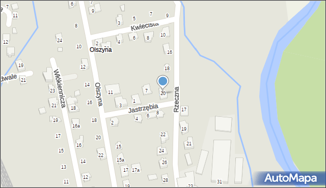 Czechowice-Dziedzice, Rzeczna, 20, mapa Czechowic-Dziedzic