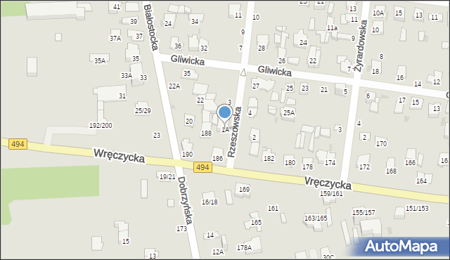 Częstochowa, Rzeszowska, 1A, mapa Częstochowy