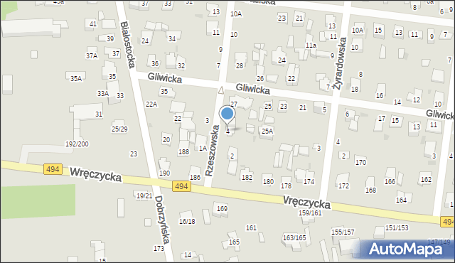 Częstochowa, Rzeszowska, 4, mapa Częstochowy