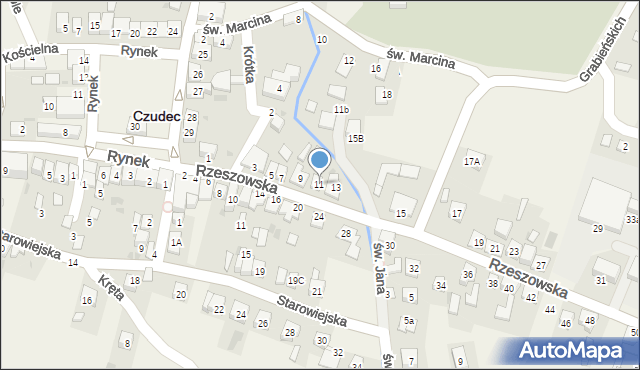 Czudec, Rzeszowska, 11, mapa Czudec