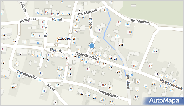 Czudec, Rzeszowska, 3, mapa Czudec