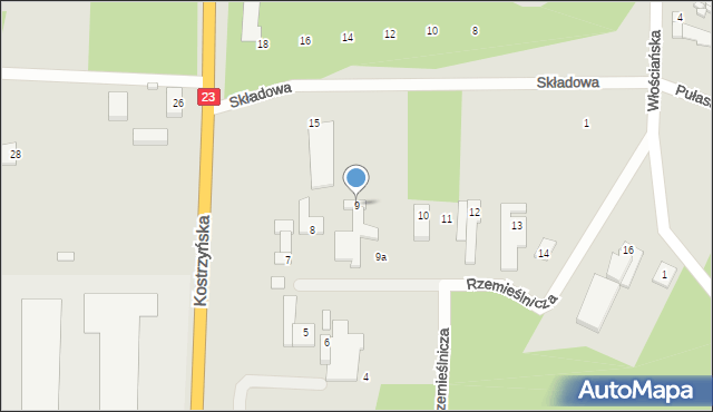 Dębno, Rzemieślnicza, 9, mapa Dębno