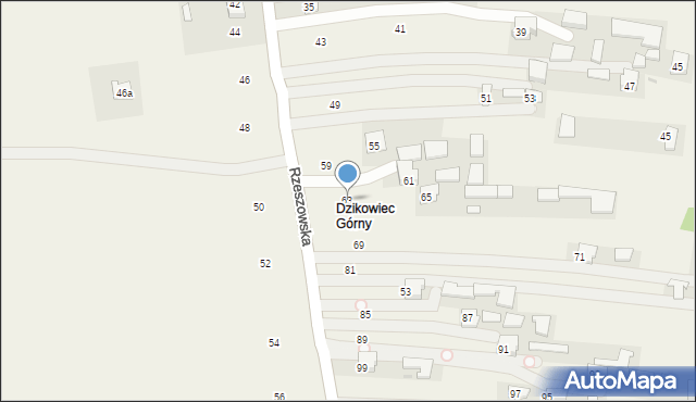 Dzikowiec, Rzeszowska, 63, mapa Dzikowiec