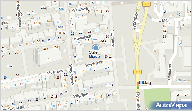 Elbląg, Rzeźnicka, 14-15, mapa Elbląga