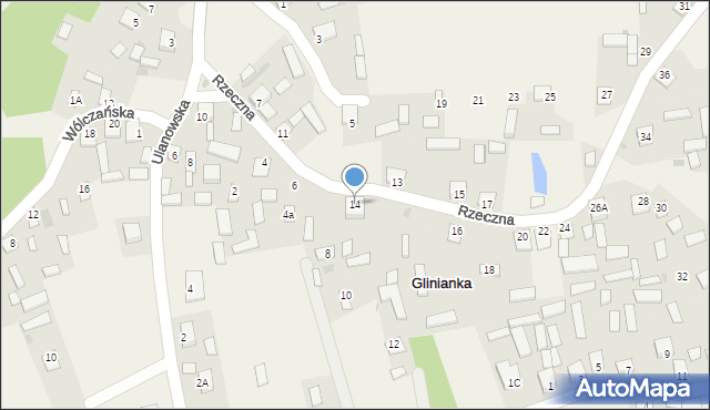Glinianka, Rzeczna, 14, mapa Glinianka