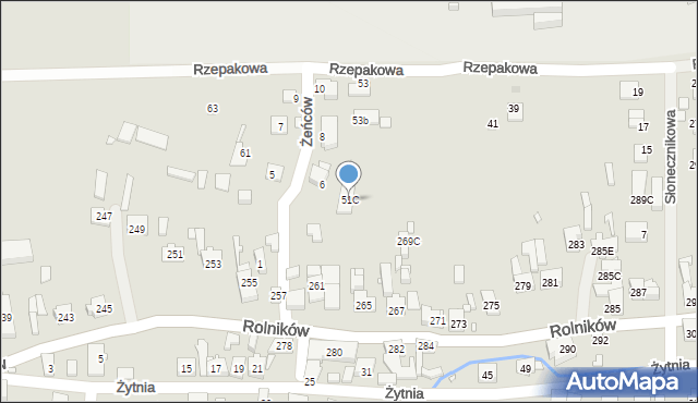 Gliwice, Rzepakowa, 51C, mapa Gliwic