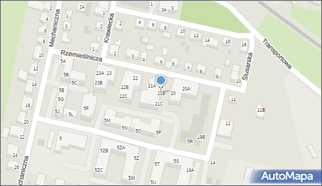 Głogów, Rzemieślnicza, 21B, mapa Głogów