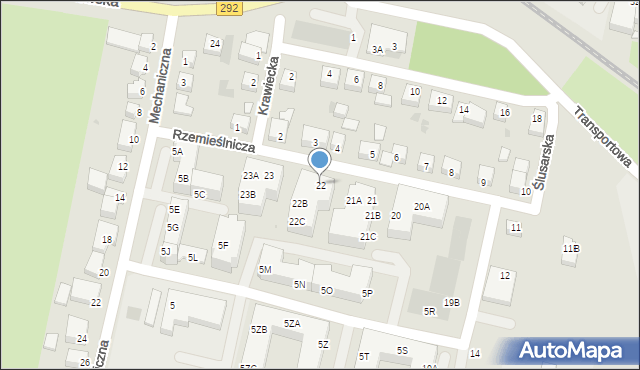 Głogów, Rzemieślnicza, 22, mapa Głogów