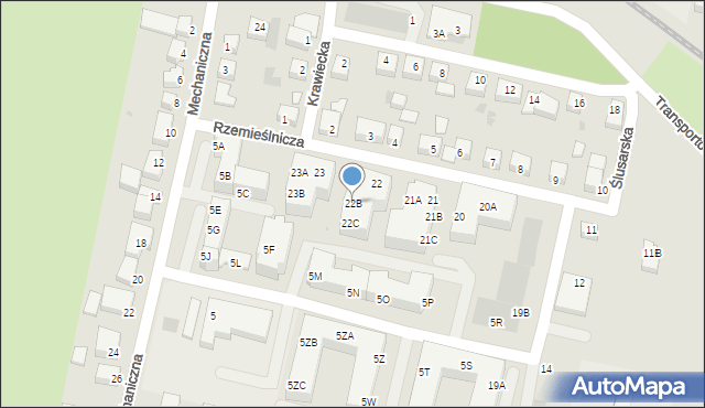 Głogów, Rzemieślnicza, 22B, mapa Głogów