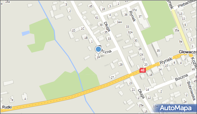 Głowaczów, Rzeczna, 1A, mapa Głowaczów