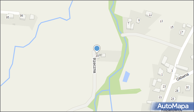 Goleszów, Rzeczna, 10, mapa Goleszów