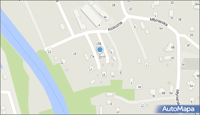Jasło, Rzeczna, 13, mapa Jasła