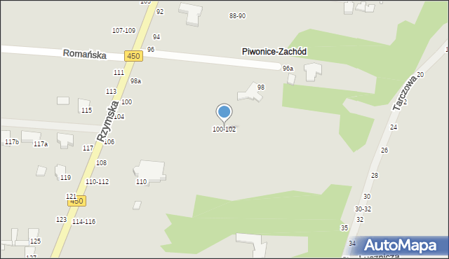 Kalisz, Rzymska, 100-102, mapa Kalisza