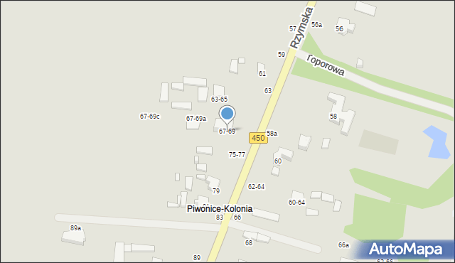 Kalisz, Rzymska, 67-69, mapa Kalisza