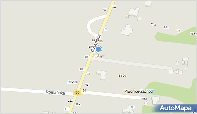 Kalisz, Rzymska, 82-86, mapa Kalisza