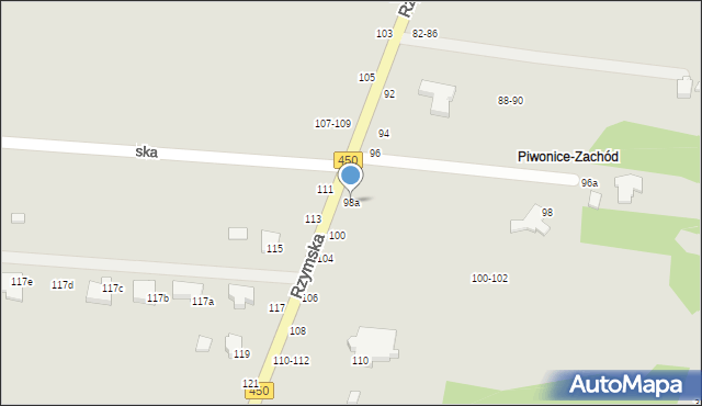 Kalisz, Rzymska, 98a, mapa Kalisza