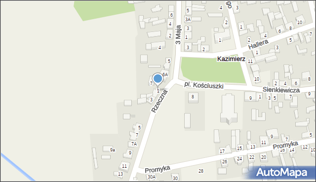 Kazimierz, Rzeczna, 1, mapa Kazimierz
