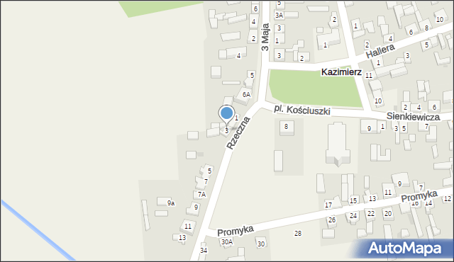 Kazimierz, Rzeczna, 3, mapa Kazimierz