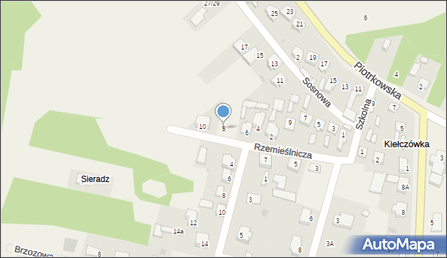 Kiełczówka, Rzemieślnicza, 8, mapa Kiełczówka