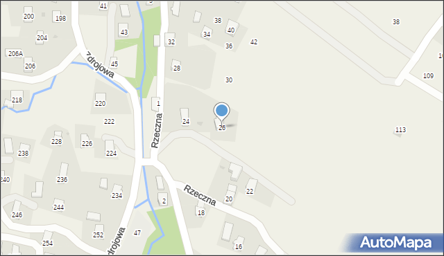 Klimkówka, Rzeczna, 26, mapa Klimkówka