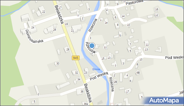 Korbielów, Rzeczna, 2, mapa Korbielów