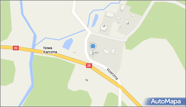 Korne, Rzeczna, 20, mapa Korne