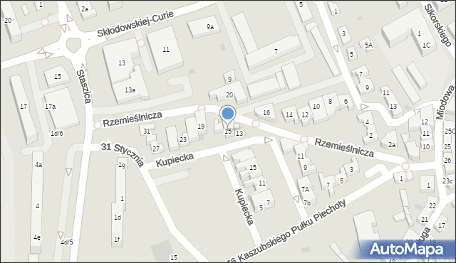 Kościerzyna, Rzemieślnicza, 15, mapa Kościerzyna